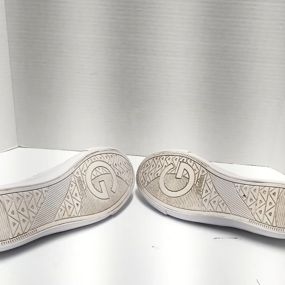G by Guess Quilted White Sneakers with Gold Details